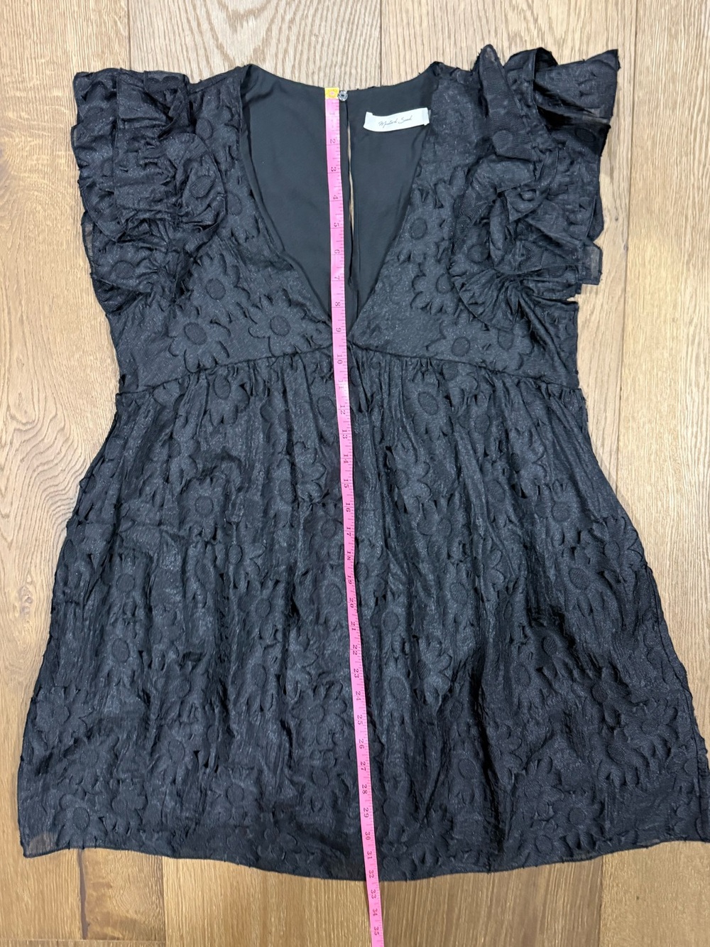 Mustard Seed Black Floral Lace Ruffle Sleeve Babydoll Romper - Picture 8 of 8